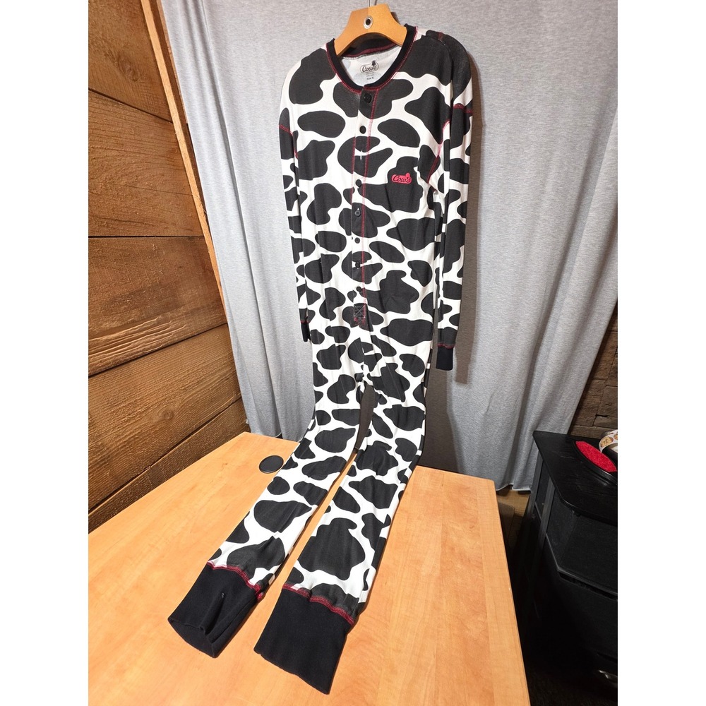 Cows Flap Jack Cow Print Union Suit Onesie XL Dairy-Aire Trap Door Pajamas